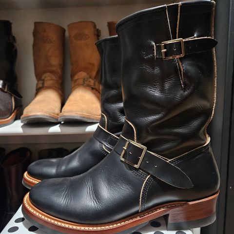 John Lofgren Wabash Engineer Boots in Horween Black Chromexcel