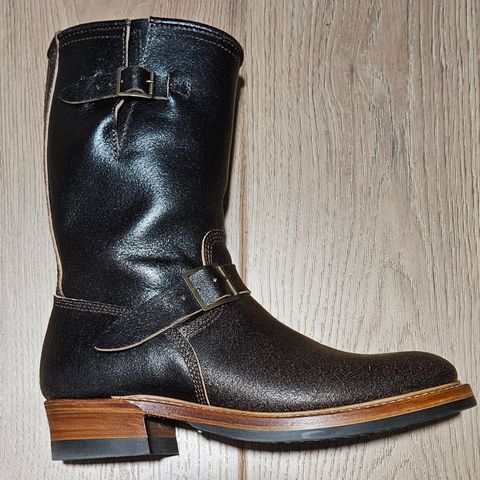 John Lofgren Wabash Engineer Boots in Horween Dark Brown Waxed Flesh