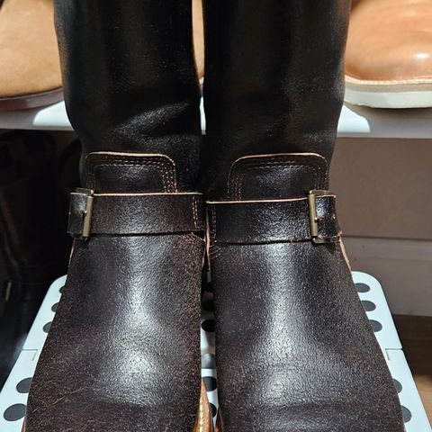 John Lofgren Wabash Engineer Boots in Horween Dark Brown Waxed Flesh