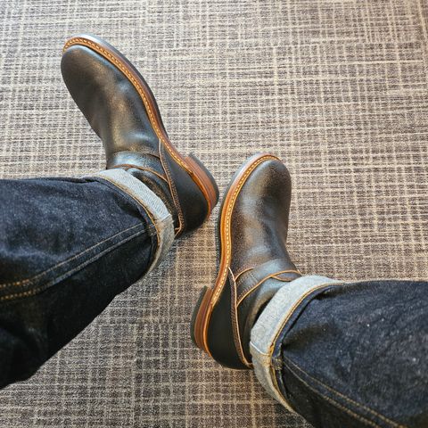 John Lofgren Wabash Engineer Boots in Horween Dark Brown Waxed Flesh