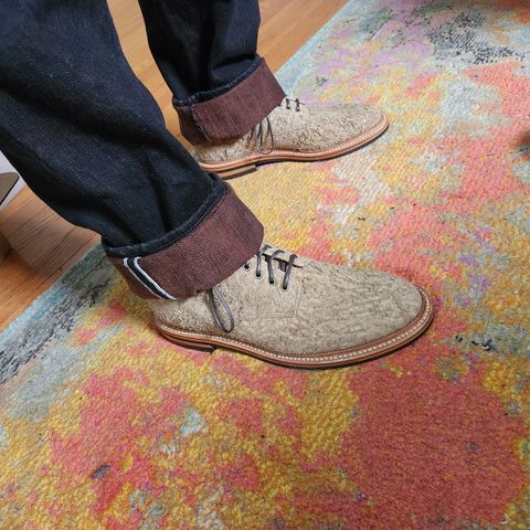 View photo of Grant Stone Edward Boot in Milkshake Rough Suede