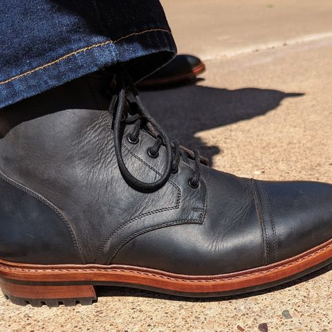 BLKBRD Dixon Cap Toe Derby Boot in Black Pullup