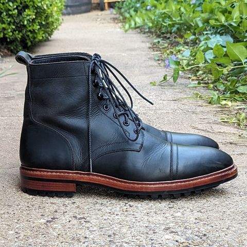 BLKBRD Dixon Cap Toe Derby Boot in Black Pullup