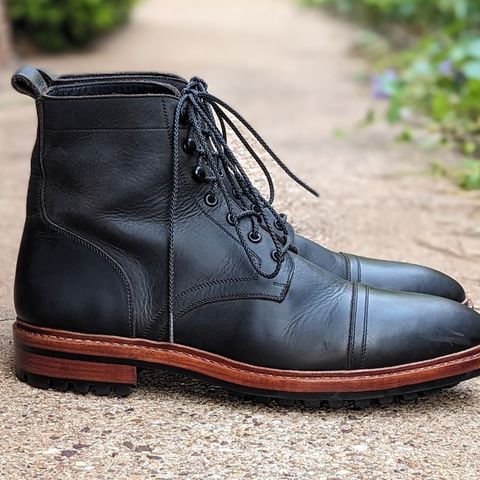BLKBRD Dixon Cap Toe Derby Boot in Black Pullup