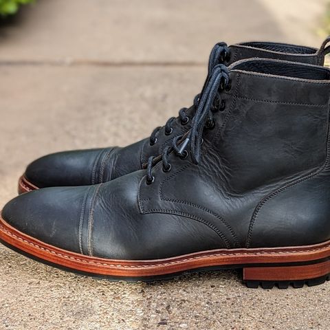 BLKBRD Dixon Cap Toe Derby Boot in Black Pullup