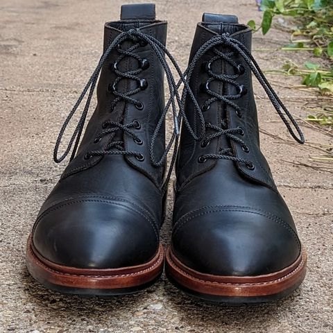 BLKBRD Dixon Cap Toe Derby Boot in Black Pullup