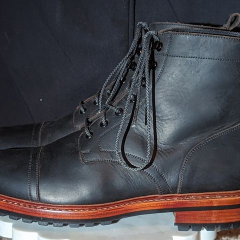BLKBRD Dixon Cap Toe Derby Boot in Black Pullup