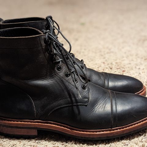 BLKBRD Dixon Cap Toe Derby Boot in Black Pullup
