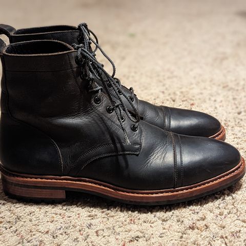 BLKBRD Dixon Cap Toe Derby Boot in Black Pullup