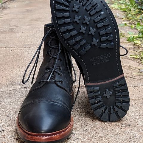 BLKBRD Dixon Cap Toe Derby Boot in Black Pullup
