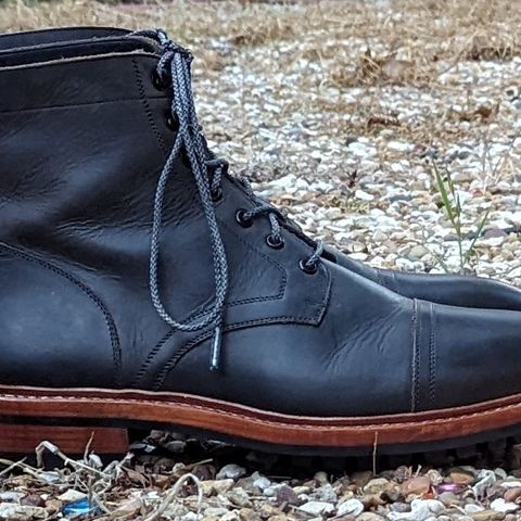 BLKBRD Dixon Cap Toe Derby Boot in Black Pullup