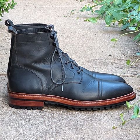 BLKBRD Dixon Cap Toe Derby Boot in Black Pullup