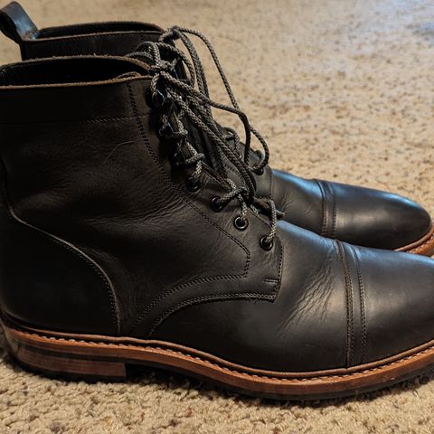 BLKBRD Dixon Cap Toe Derby Boot in Black Pullup