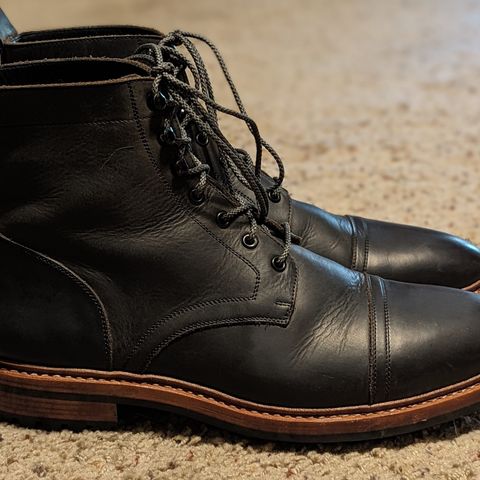 BLKBRD Dixon Cap Toe Derby Boot in Black Pullup