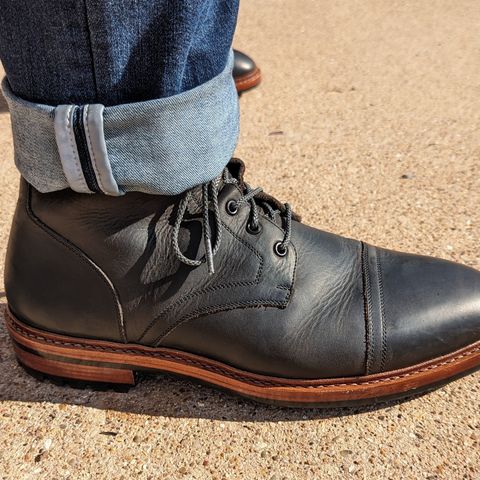 BLKBRD Dixon Cap Toe Derby Boot in Black Pullup