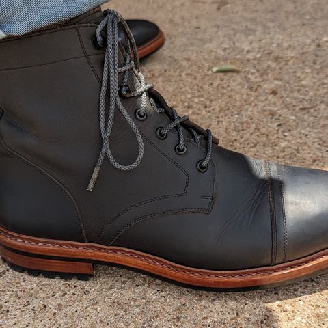 BLKBRD Dixon Cap Toe Derby Boot in Black Pullup
