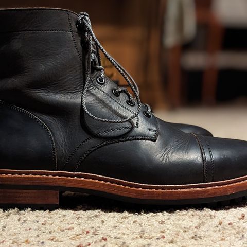 BLKBRD Dixon Cap Toe Derby Boot in Black Pullup