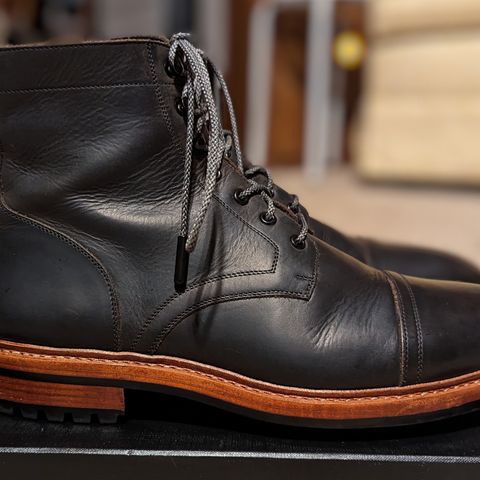 BLKBRD Dixon Cap Toe Derby Boot in Black Pullup