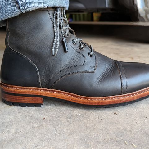 BLKBRD Dixon Cap Toe Derby Boot in Black Pullup