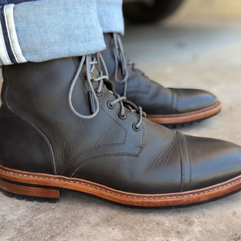 BLKBRD Dixon Cap Toe Derby Boot in Black Pullup