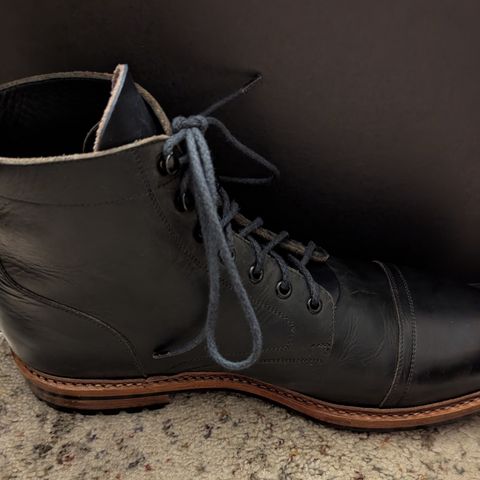 BLKBRD Dixon Cap Toe Derby Boot in Black Pullup