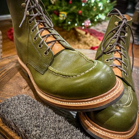 Grant Stone Brass Boot in Badalassi Carlo Olive Green Minerva
