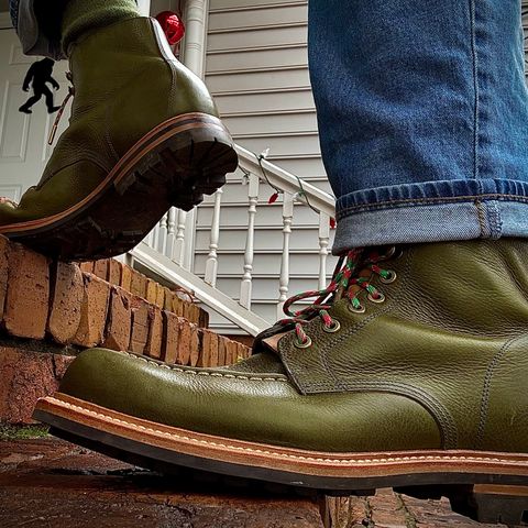 Grant Stone Brass Boot in Badalassi Carlo Olive Green Minerva