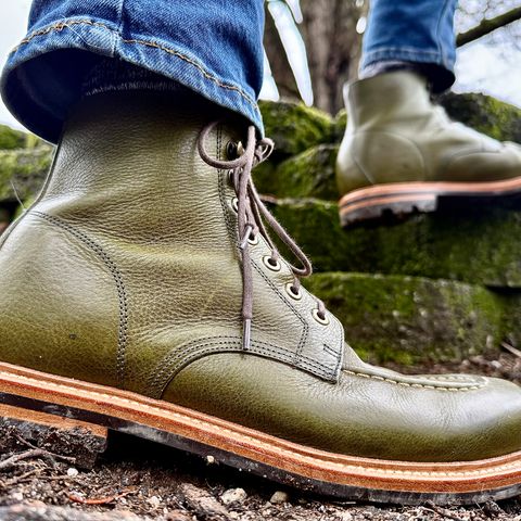Grant Stone Brass Boot in Badalassi Carlo Olive Green Minerva