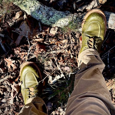 Grant Stone Brass Boot in Badalassi Carlo Olive Green Minerva