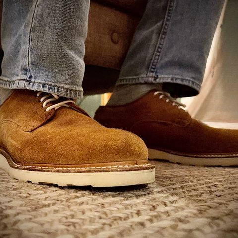 Viberg Viberg X Division Road Derby Shoe in C.F. Stead Anise Kudu Reverse