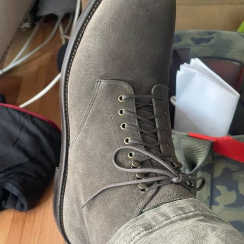 Grant Stone Edward Boot in C.F. Stead Loden Janus Calf Suede