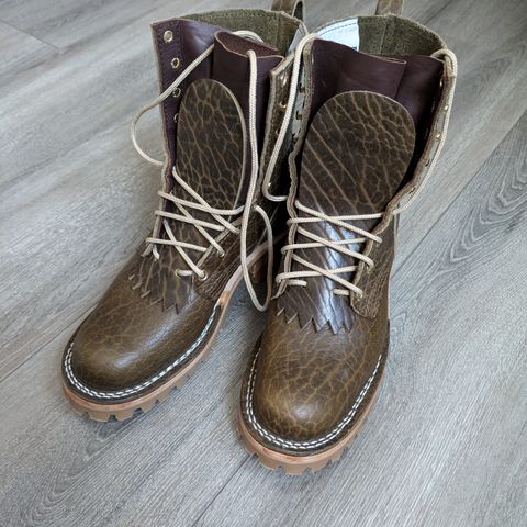 Nicks Urban Logger in Law Tanning Olive Smooth Shruken Bison