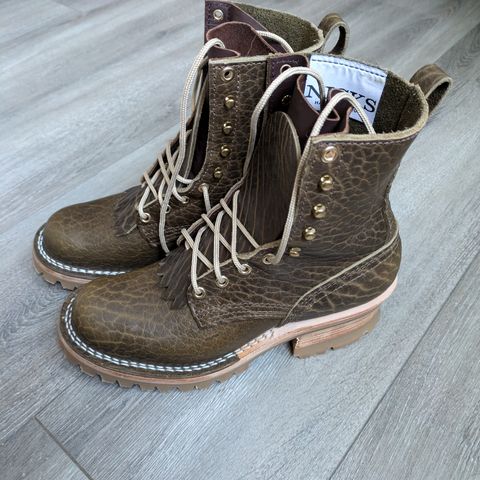 Nicks Urban Logger in Law Tanning Olive Smooth Shruken Bison
