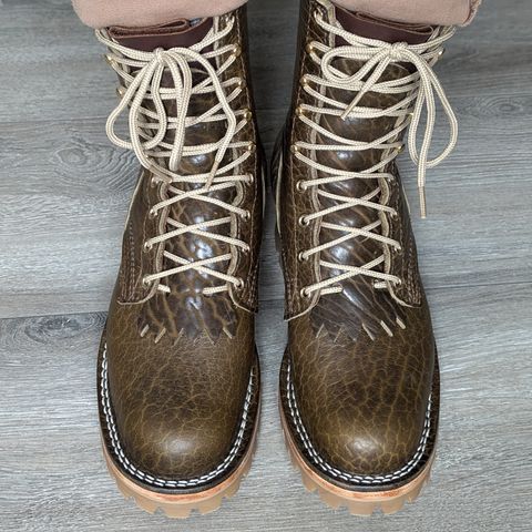 Nicks Urban Logger in Law Tanning Olive Smooth Shruken Bison