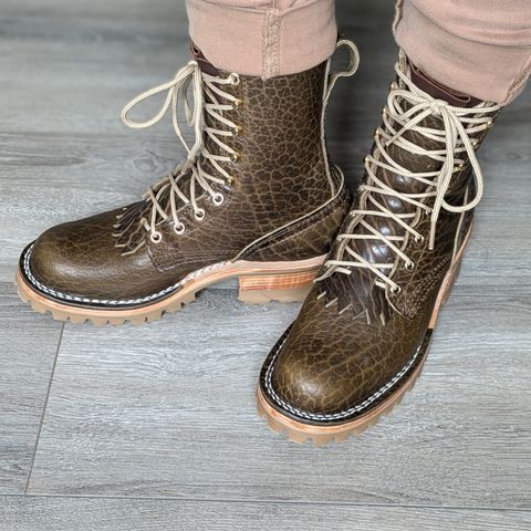 Nicks Urban Logger in Law Tanning Olive Smooth Shruken Bison