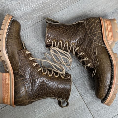 Nicks Urban Logger in Law Tanning Olive Smooth Shruken Bison