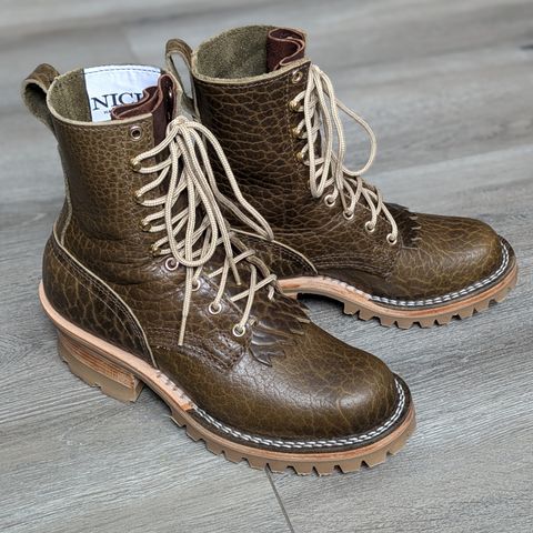 Nicks Urban Logger in Law Tanning Olive Smooth Shruken Bison