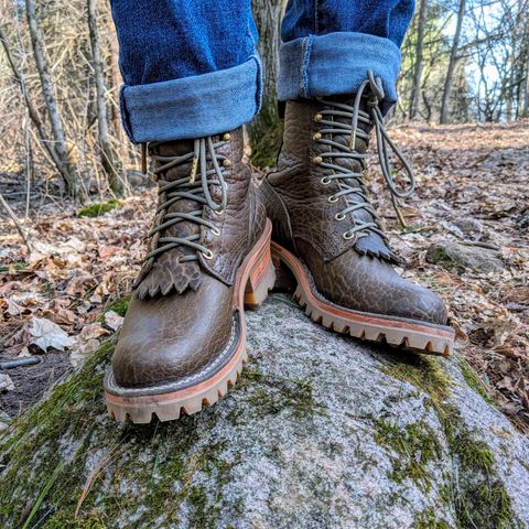 Nicks Urban Logger in Law Tanning Olive Smooth Shruken Bison