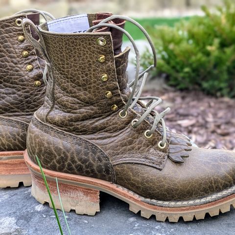 Nicks Urban Logger in Law Tanning Olive Smooth Shruken Bison