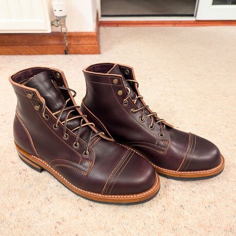 View photo of Truman Cap Toe Boot in Seidel Oxblood Double Shot