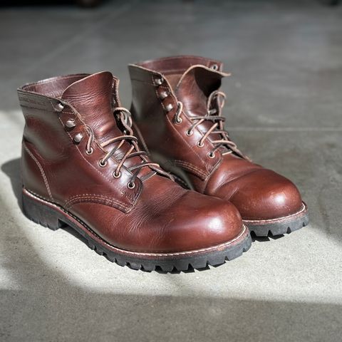 View photo of Wolverine 1000 Mile Plain-Toe Rugged Boot in Horween Havana Brown Chromexcel