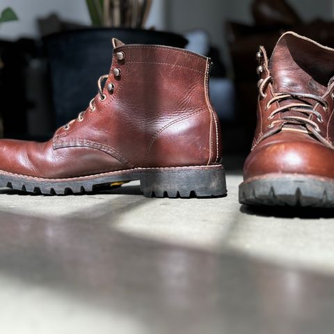 View photo of Wolverine 1000 Mile Plain-Toe Rugged Boot in Horween Havana Brown Chromexcel