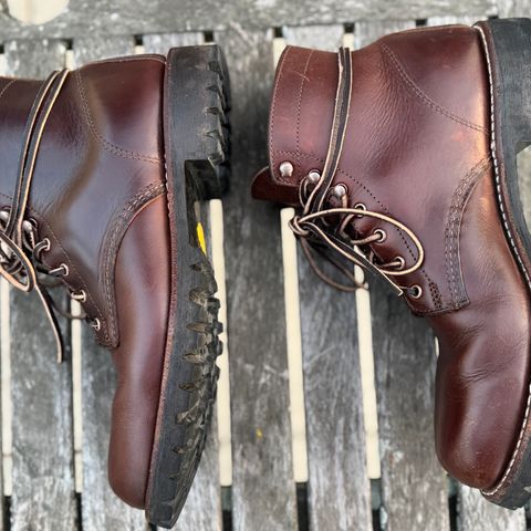 View photo of Wolverine 1000 Mile Plain-Toe Rugged Boot in Horween Havana Brown Chromexcel