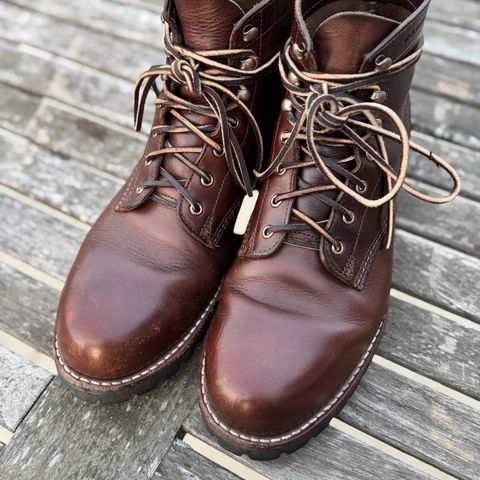 View photo of Wolverine 1000 Mile Plain-Toe Rugged Boot in Horween Havana Brown Chromexcel