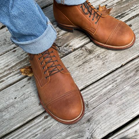 View photo of Viberg Service Boot in C.F. Stead Nutmeg Waxed Kudu