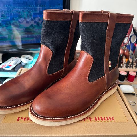 Monad x Momotaro Farmer Boots in Tempesti Ambra Elbamatt Liscio
