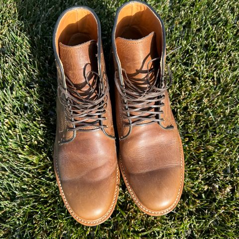 View photo of Viberg Service Boot in Camel Oiled Calf