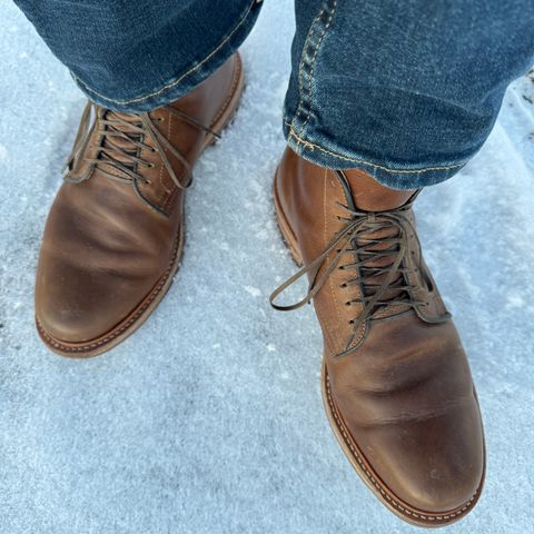 View photo of Viberg Service Boot in Camel Oiled Calf
