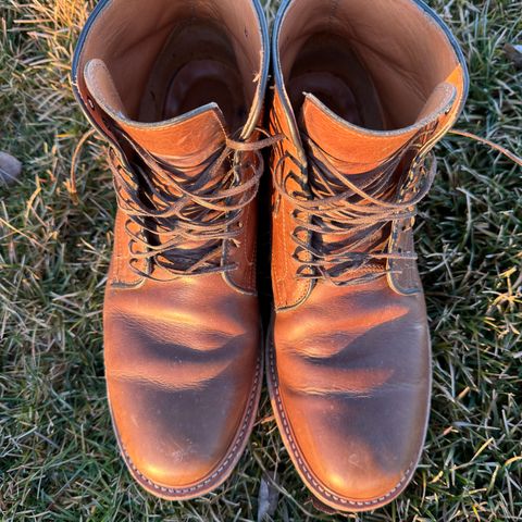 View photo of Viberg Service Boot in Camel Oiled Calf