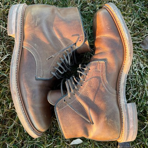 View photo of Viberg Service Boot in Camel Oiled Calf